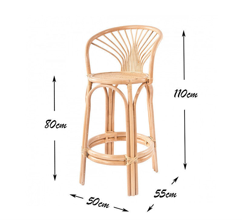 Vintage Bar Chair Cafe Restaurant Rattan