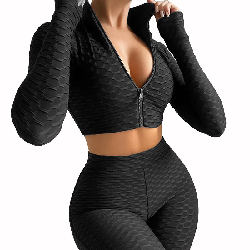 Women's Yoga Wear Fashion Solid Color Long-sleeved Casual Sports Suit