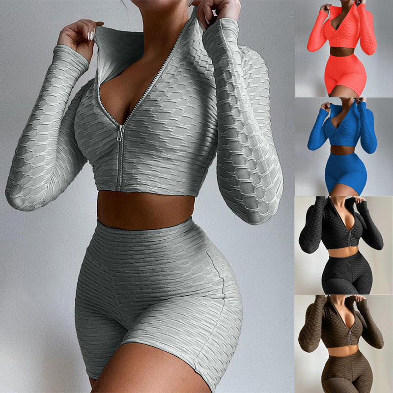 Women's Yoga Wear Fashion Solid Color Long-sleeved Casual Sports Suit