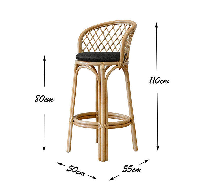 Vintage Bar Chair Cafe Restaurant Rattan